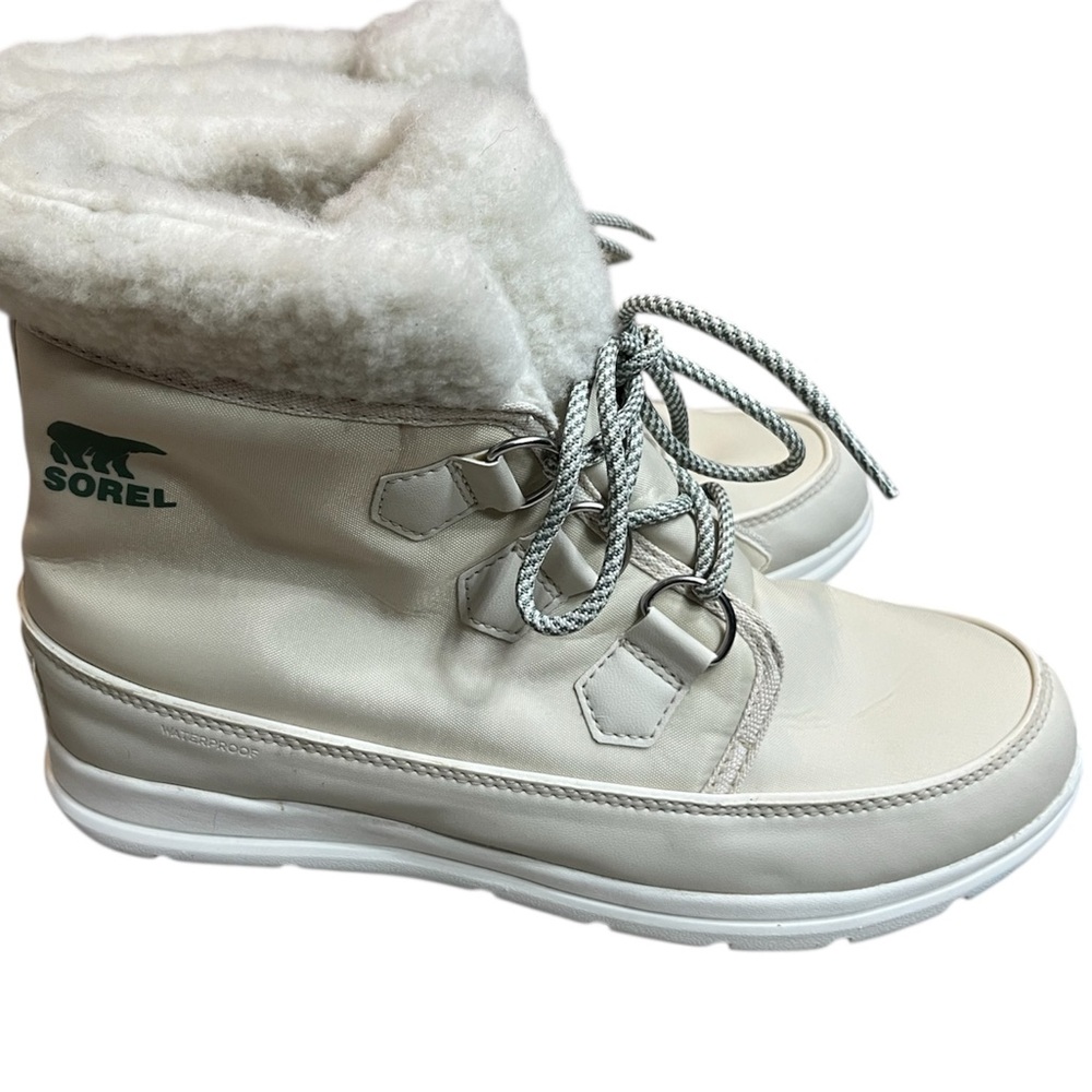 SOREL Women’s Waterproof Winter Boots Size 11 Faux Fur Lined Cream Ivory
